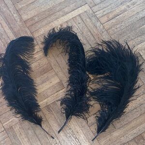Set of three black ostrich feathers showgirl feathers ostrich plumes